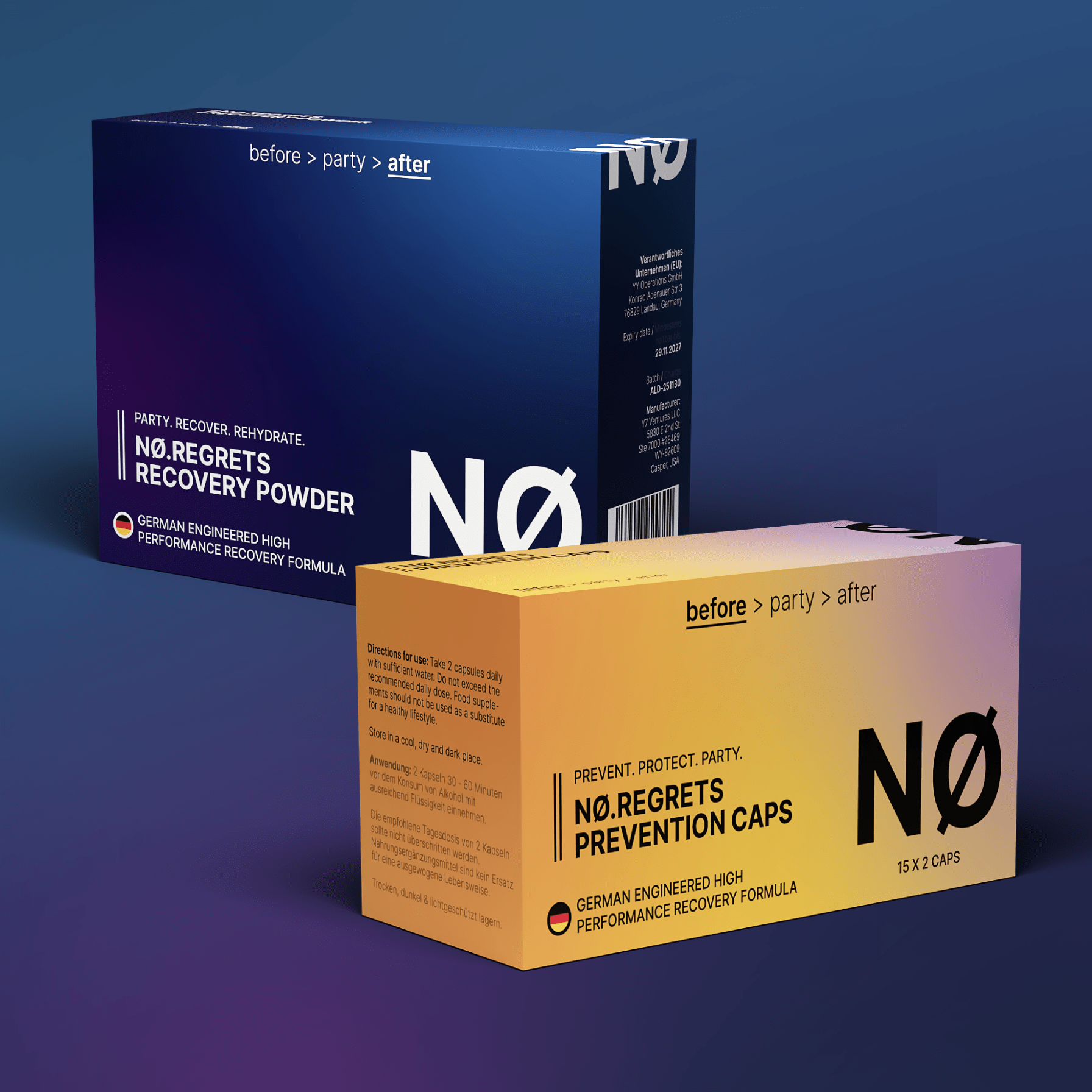 NØ REGRETS | 2 Phase Anti Hangover Protocol - Party Pack - trynoregrets